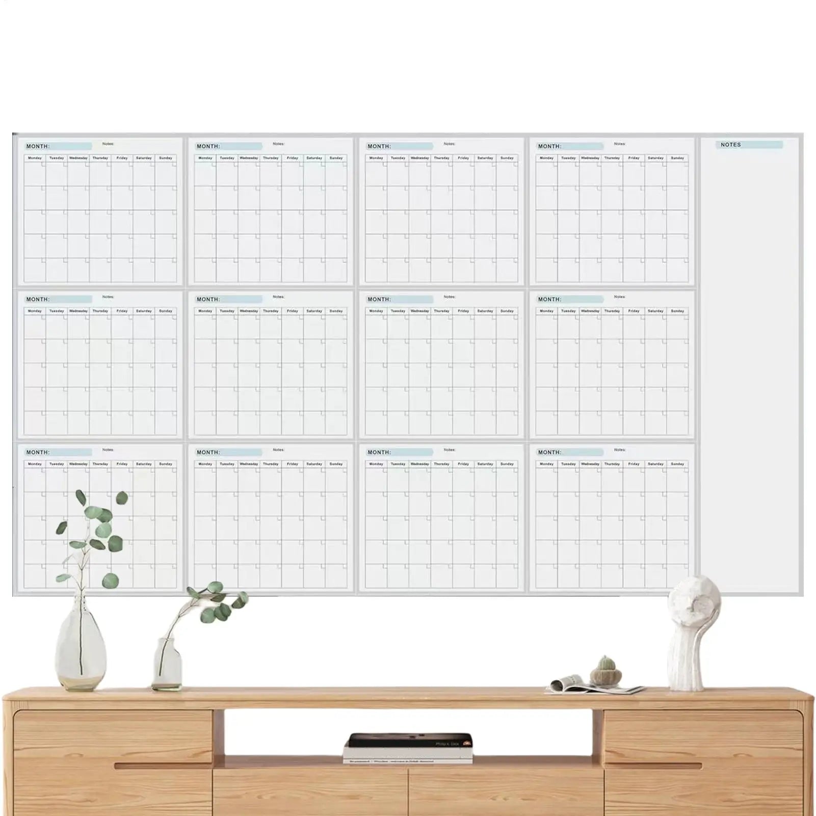 Erasable Large Wall Calendar – Reusable 12-Month Planner Dry Erase Wall Calendar Zpaxo