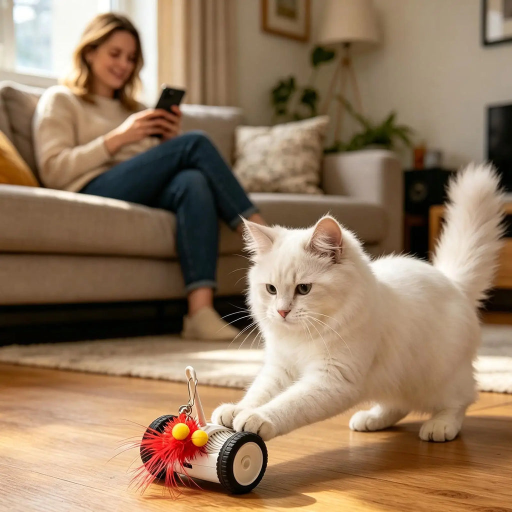 Indoor Cat Toy Car Rechargeable LED Red Light Automatic Interactive