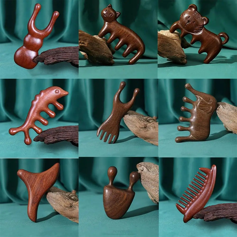 Sandalwood Body Meridian Massage Comb Wide Tooth Animal Shaped Wood Zpaxo