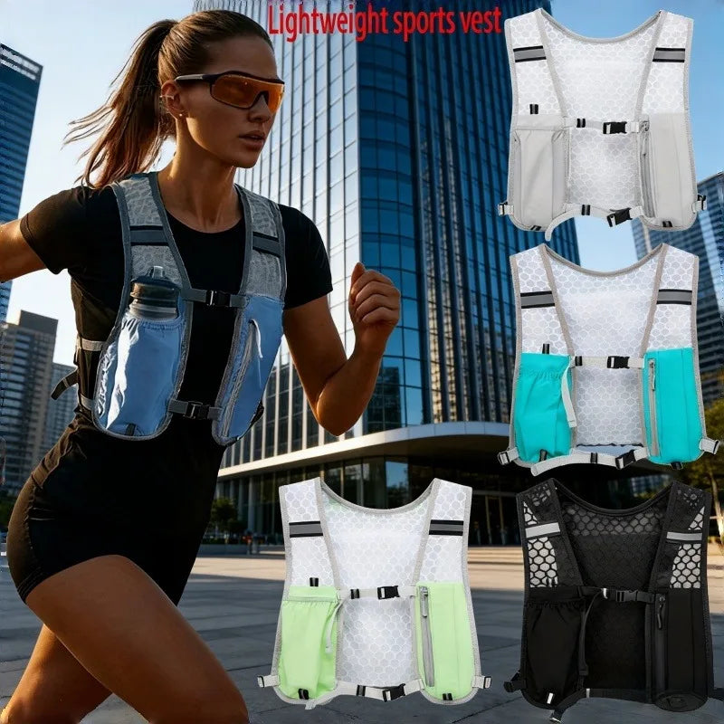 Breathable Mesh Running Vest Lightweight Sports Backpack Phone Pocket