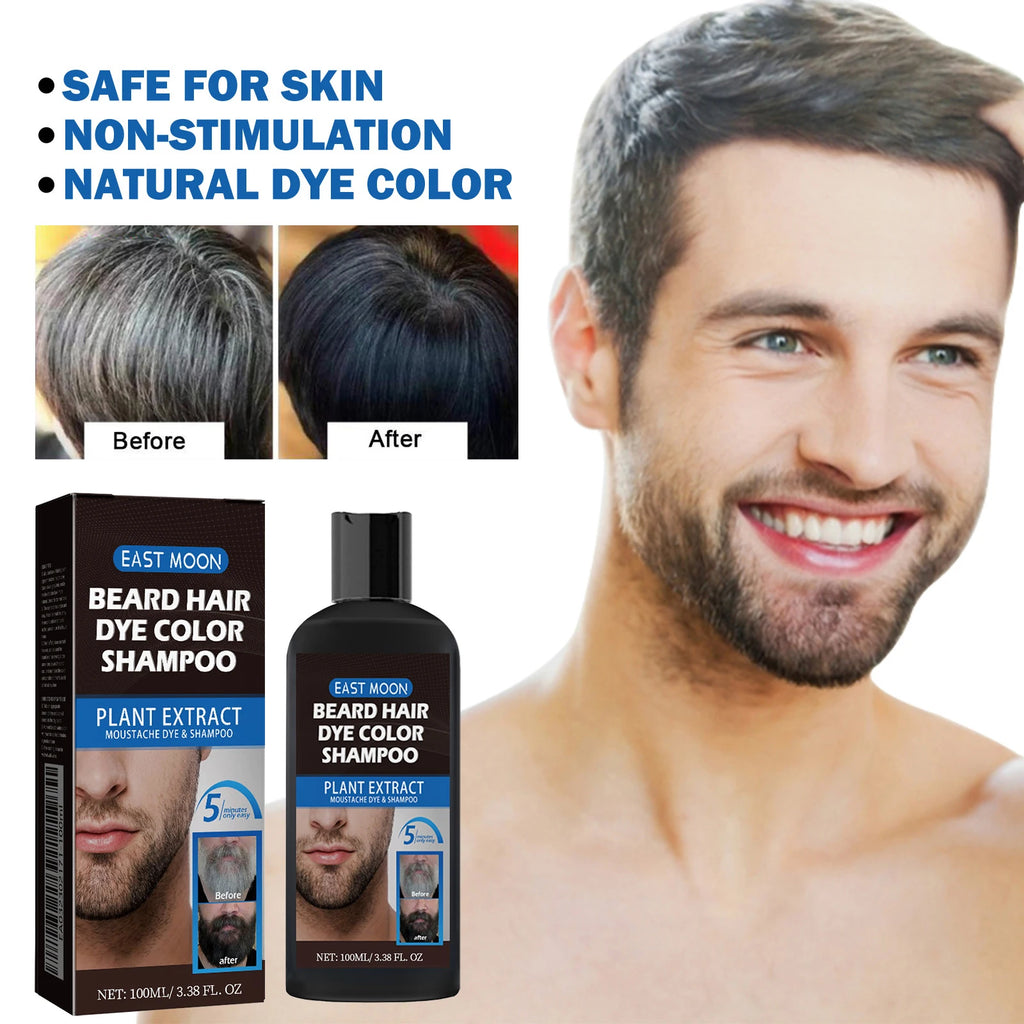 100ml Herbal Extract Fast Permanent Black Dye Grey Hair Shampoo Natural Black Beard Dye Shampoo For Men Hair Color Dye Cream Zpaxo