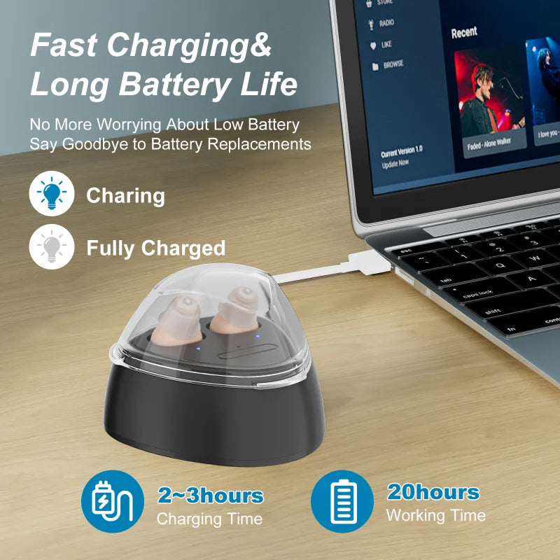 CIC Mini Rechargeable Hearing Aid Deaf Aids Elderly Amplifier