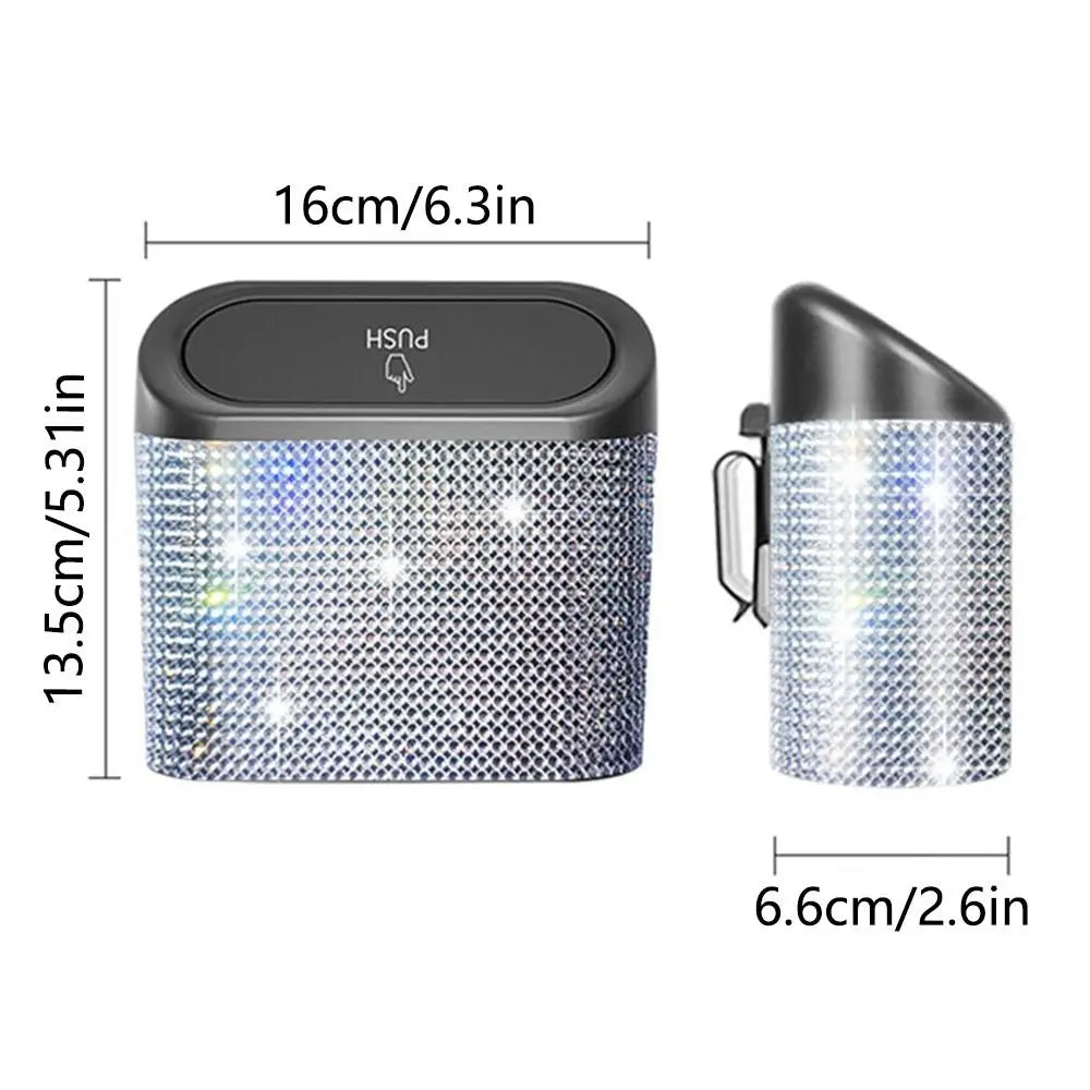 Bling Rhinestones Car Door Trash Bin Removable Back Clip Vehicle Zpaxo