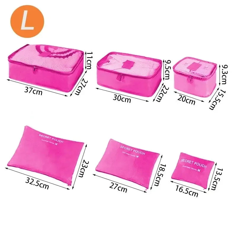 Home Travel 6-piece Clothing Storage and Organizing Bag Thickened Cosmetics Storage Bag Foldable Business Travel Storage Bag Zpaxo L-Rose