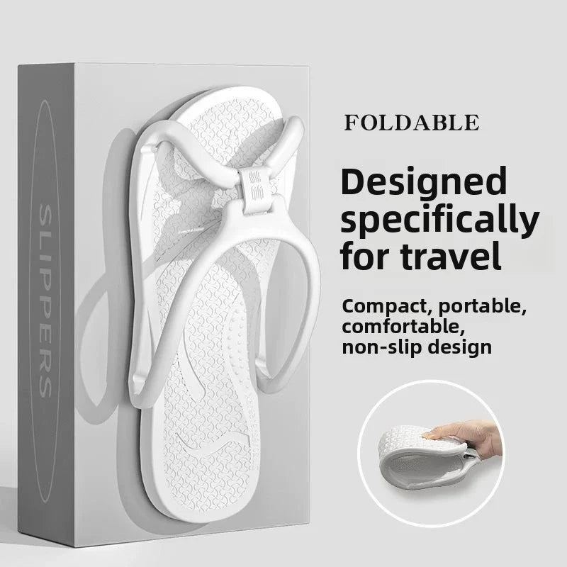 Foldable Travel Slippers Unisex EVA Flip Flops Hotel Non Slip Zpaxo WHITE 45-46