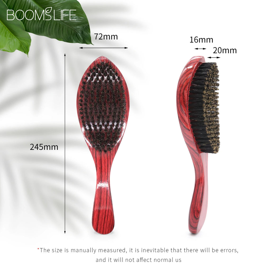 Cepillo Barba 360 Wave Brush For Men Beard Brush Medium Soft Boar bristle Wood Brush Beard Curve Palm Wave Brush Wood Beard Comb Zpaxo