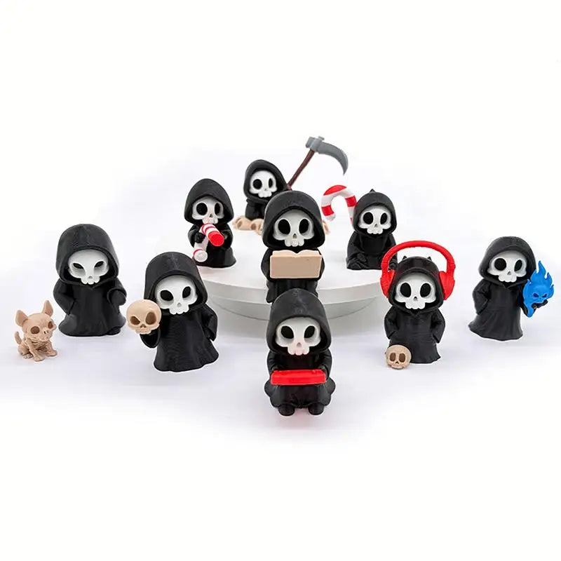 Mini Gothic Grim Reaper Figurine Cute Resin Skeleton Statue Desktop Zpaxo