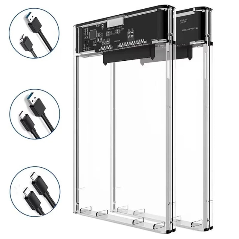 Hard Drive Enclosure USB 3 0 C SATA Clear External Case HDD SSD