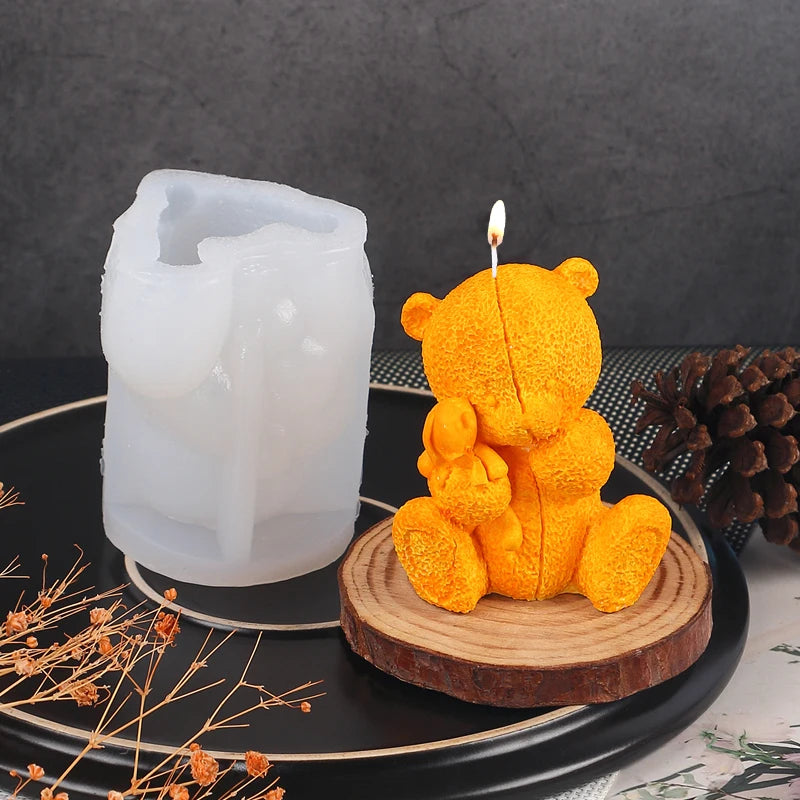 Bear Candle Silicone Mold for Valentine's Day Gift 3D Bear with Heart Aromatherapy Soap Plaster Gypsum Ornament Mould Home Decor Zpaxo