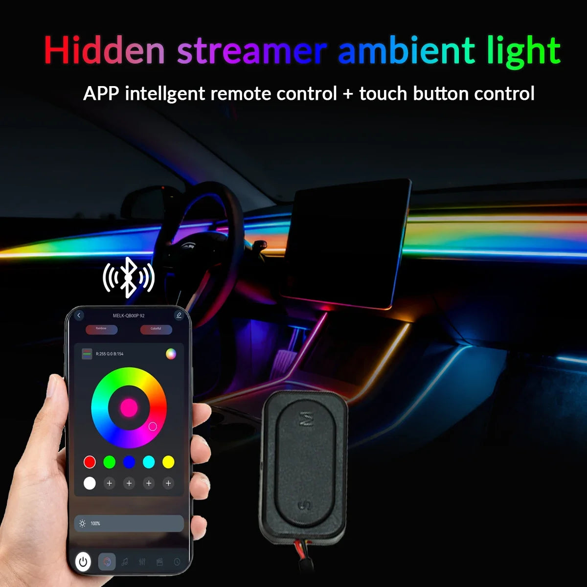 Universal RGB LED Car Ambient Lights 18-in-1 64 Colors Hidden Acrylic Zpaxo
