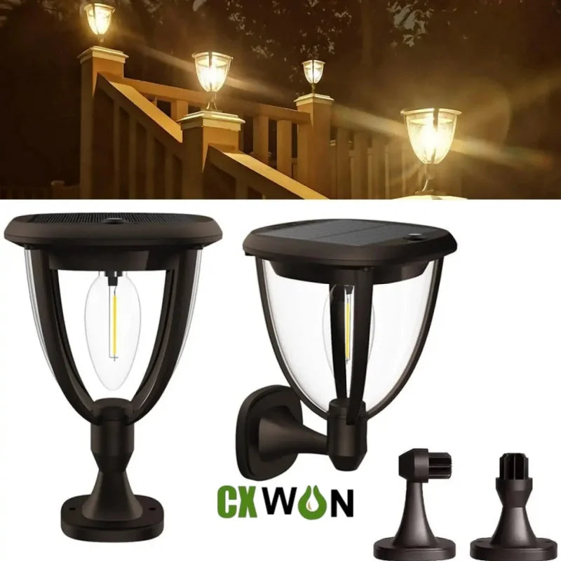Solar Outdoor Garden Lamp 2 Modes Lights Waterproof Suitable 360 RCON Zpaxo Black-2PCS China Mainland Warm White 4000K