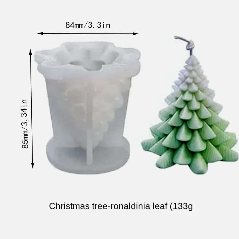 3D Tree Shaped Candle Silicone Mold Xmas Pine Molds Making Wax Soap