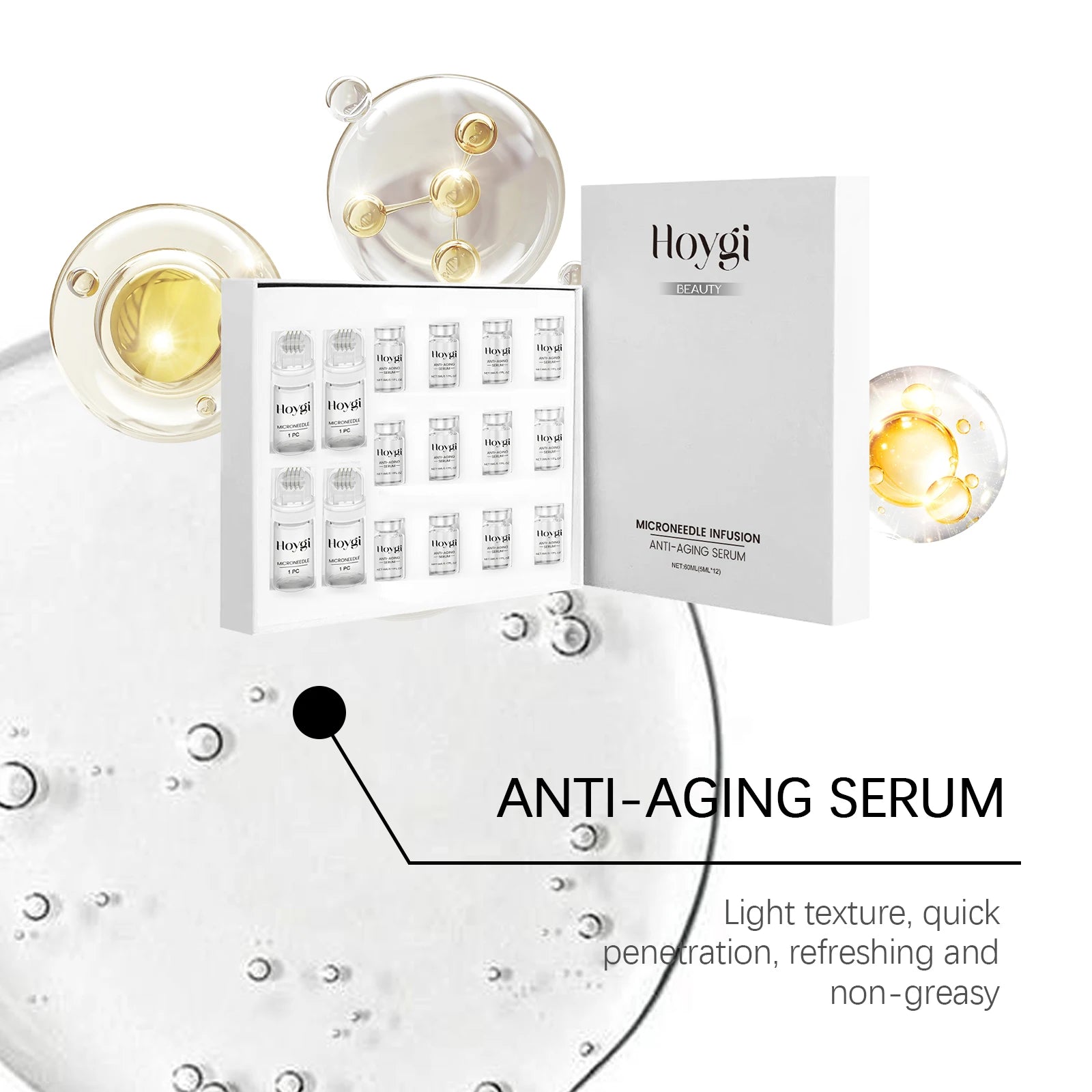 Hoygi Firming Facial Serum Set with Microneedle Roller Anti-Aging Facial Serum Set Zpaxo