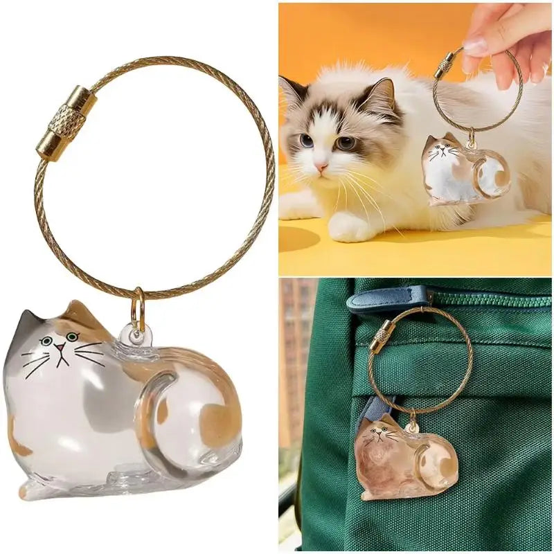 Kawaii Cat Keychain Pet Hair Storage Box & Grooming Charm