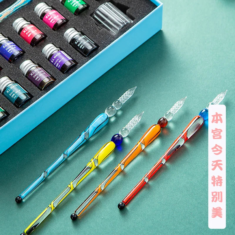 Fantasy Glass Dip Pen Set – Antique Crystal Ink Signature Pen