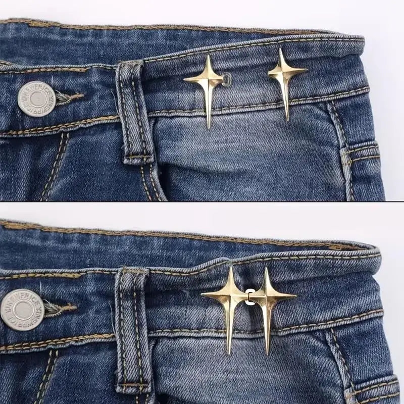 4 Sets Adjustable Star Buttons – Seamless Waist Tightener for Jeans, Pants & Skirts, No Tools Required Zpaxo