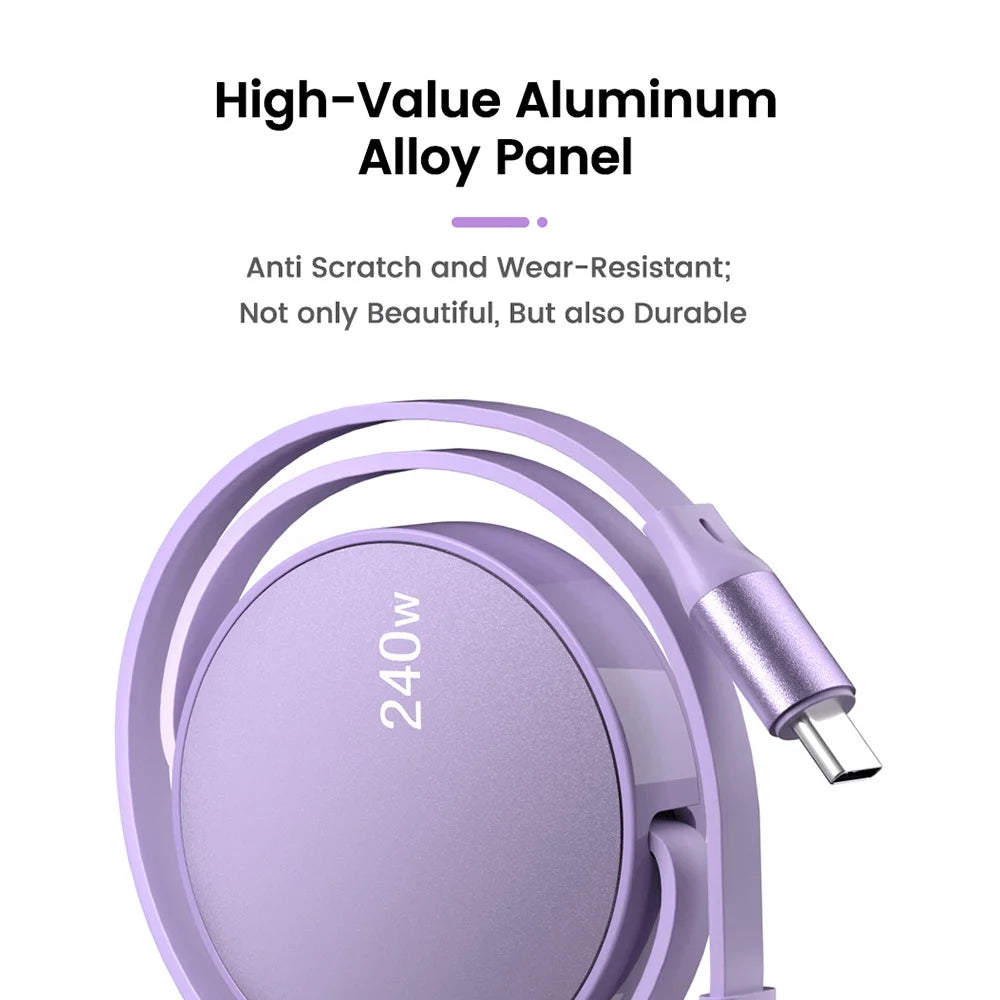 240W PD USB Type C To Type C Cable Retractable Fast Charging USB C Cable For iPhone 15 Huawei Xiaomi Samsung MacBook Data Wire Zpaxo