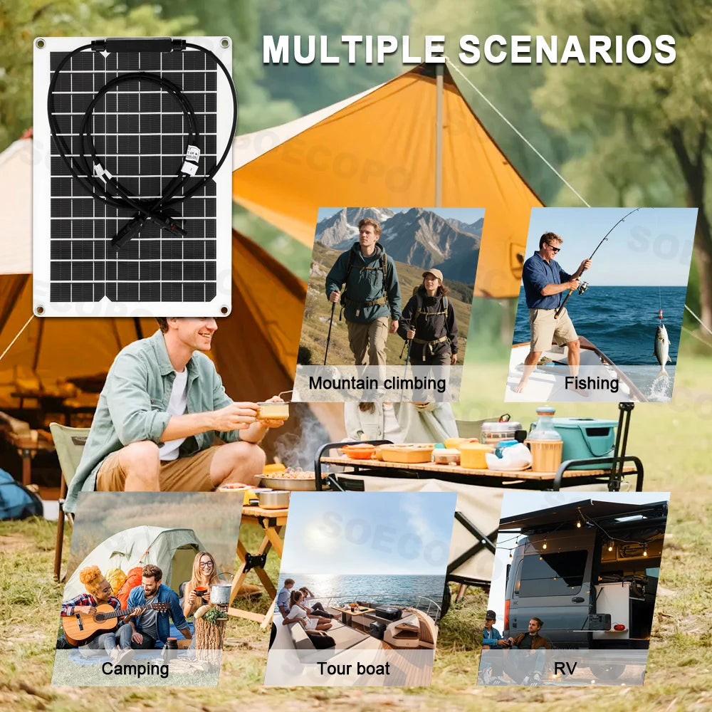 【Flexible & Easy】SOECOPO 7000W Portable Solar Kit | Bendable Panel 750W Inverter, 100A Charge Controller for RV/Boat Zpaxo