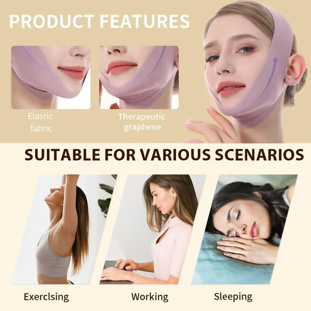 Portable Breathable Face Lifting Belt Resuable V Shaped Double Chin Zpaxo
