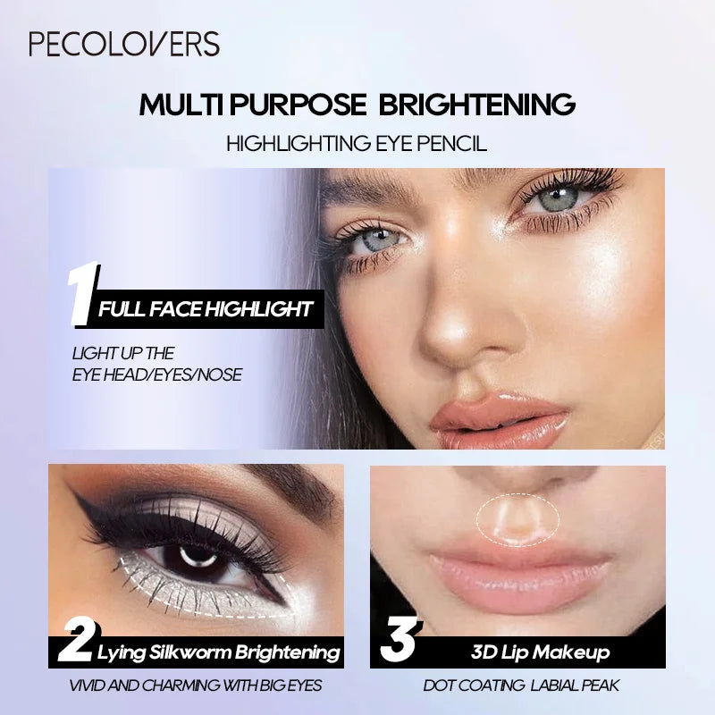 Brightening Lying Silkworm Highlighter Pen Longlasting Waterproof Smooth Matte Pearlescent White Silver Eyeliner Eyeshadow Stick Zpaxo