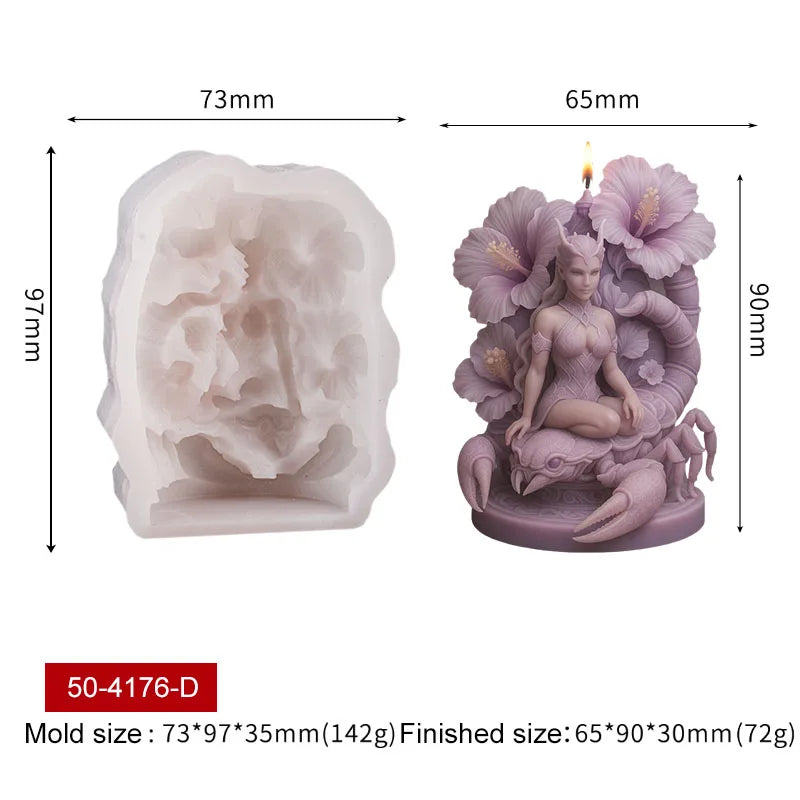 3D Human Sculpture Candle Silicone Mold Religious Virgin Angel Fairy Goddess Warrior Figure Aroma Soap Wax Craft Mold Home Decor Zpaxo 50-4176-D