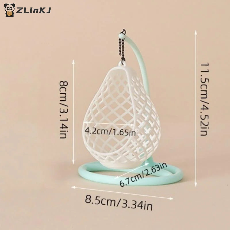 ▶1Pcs DIY Diorama Scene Accessory 1:12 Scale Dollhouse Miniature Hanging Egg Chair Wicker Swing Chair Model Desktop Decor Zpaxo
