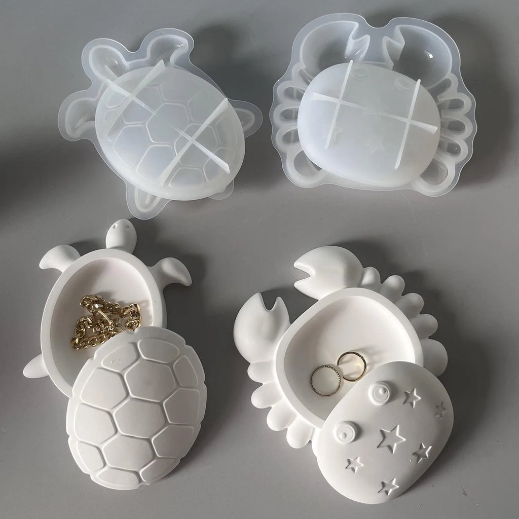 Turtle & Crab Silicone Mold – Resin & Plaster Storage Box