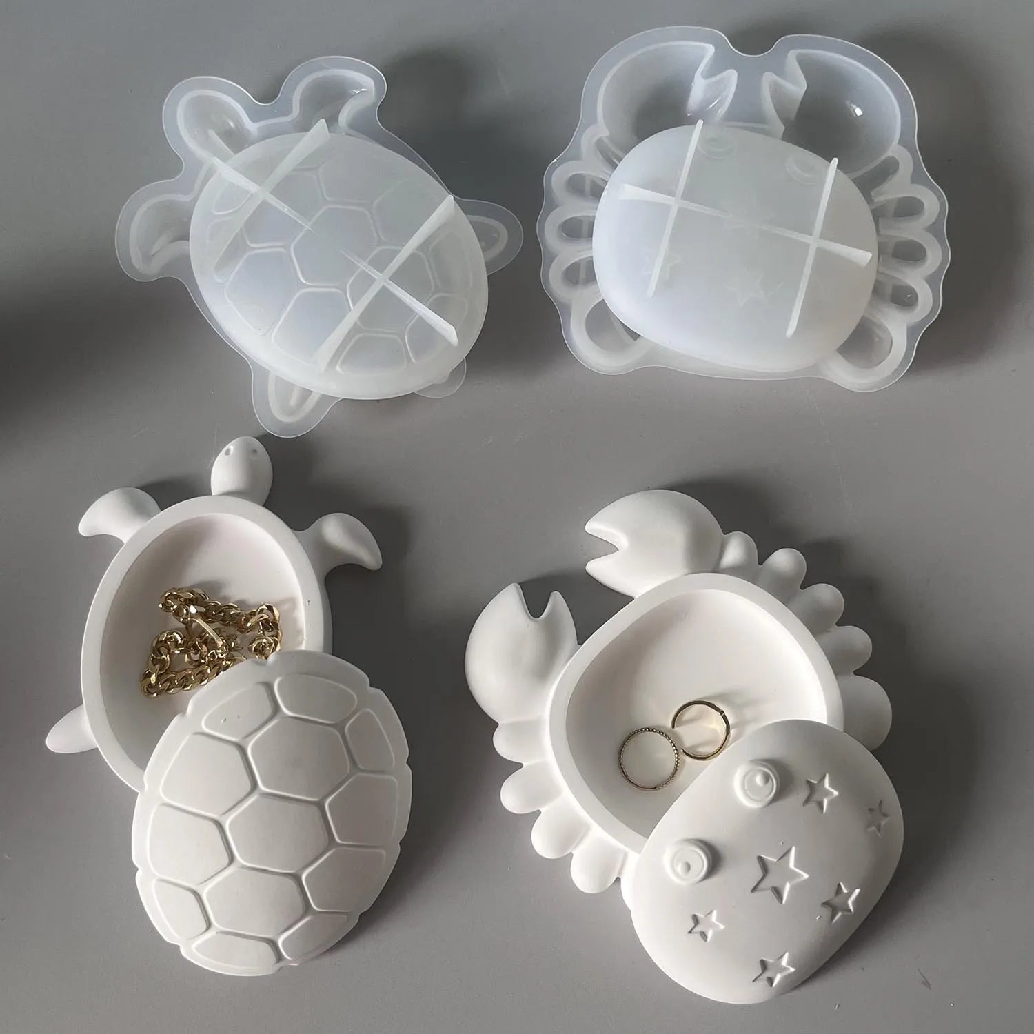 Turtle & Crab Silicone Mold – Resin & Plaster Storage Box