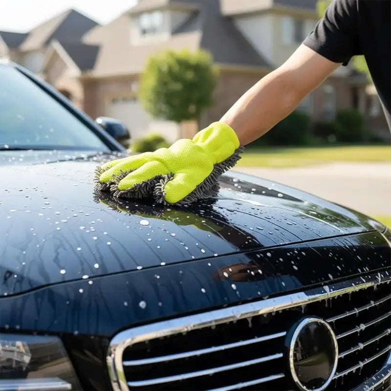 Microfiber Car Wash Gloves – Chenille Coral Velvet Cleaning Mitt