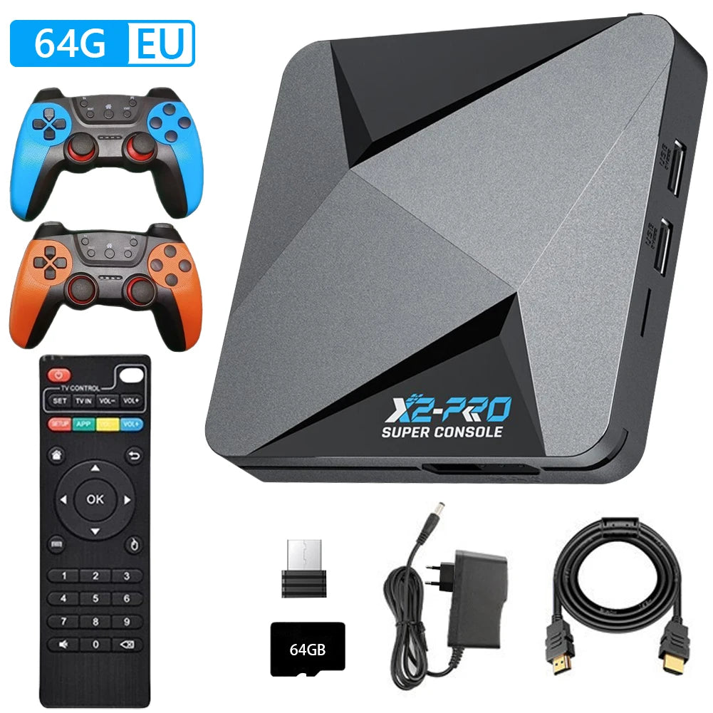 X2 Retro Video Game Console TV Box 65000+ Games 2 Gamepads 4K 60+