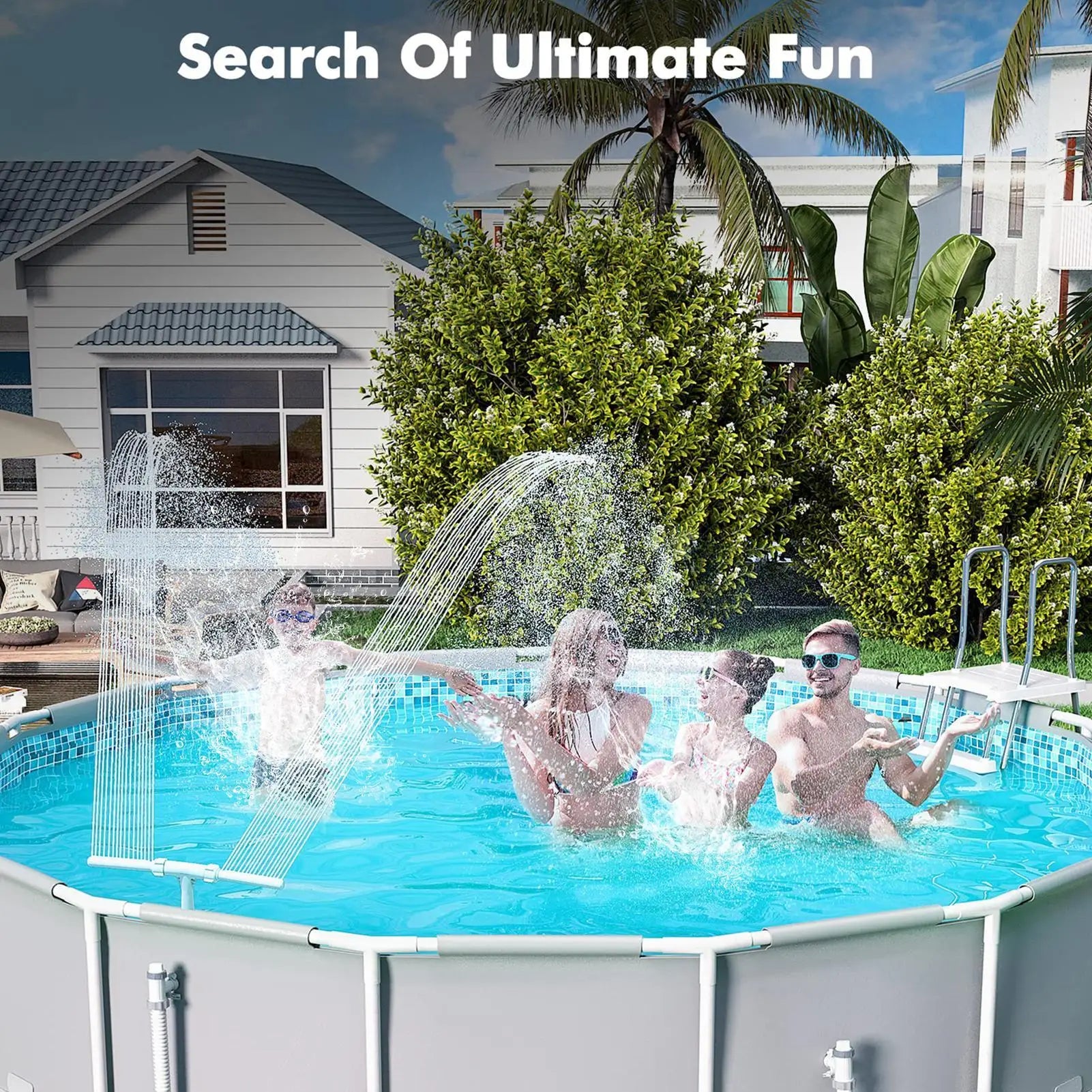 Waterfall Swimming Pool Fountain Double Spray Adjustable Cooling