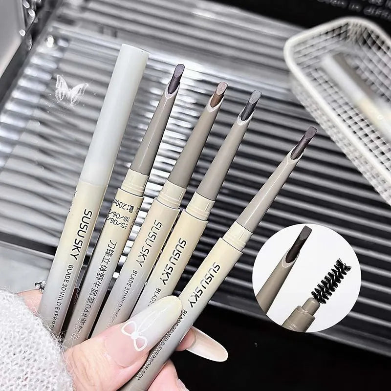 Ultra Thin Double-Ended Eyebrow Pencil Long-Lasting Smudge Proof Eye Brow Liner Contour Pen High Pigment Waterproof Brow Makeup Zpaxo