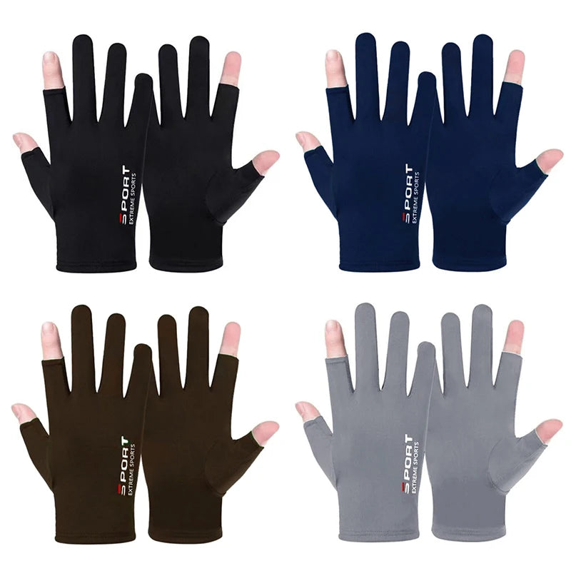 1 Pair Summer Breathable Men's Gloves Ice Silk Sun Proction
