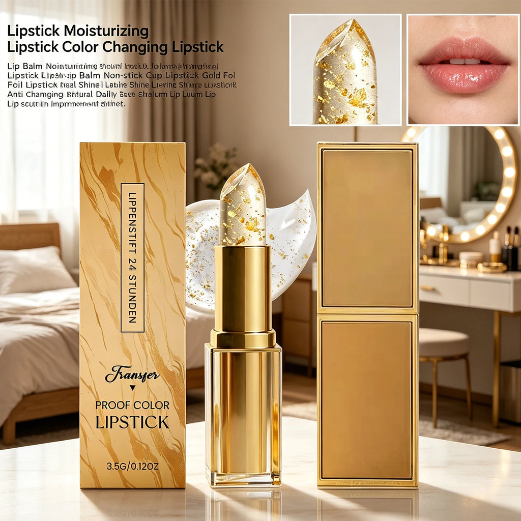 Gold Foil Color Changing Lip Balm Hydrating Moisturizer Light Texture Natural Lip Gloss Exfoliate Prevent Dry Crack Plump Lip Zpaxo
