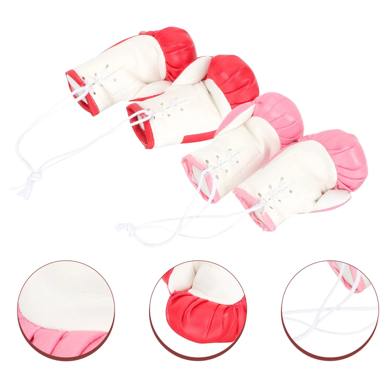 2Pairs Mini Boxing Gloves Decorations Vibrant Red Pink Miniature