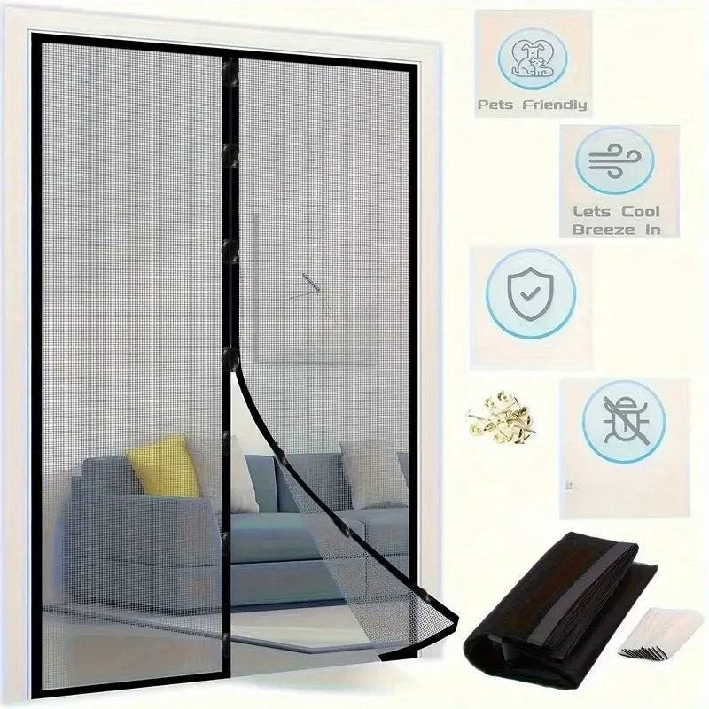 Heavy-duty Magnetic Screen Door Self-sealing Hands-free Mesh Insect