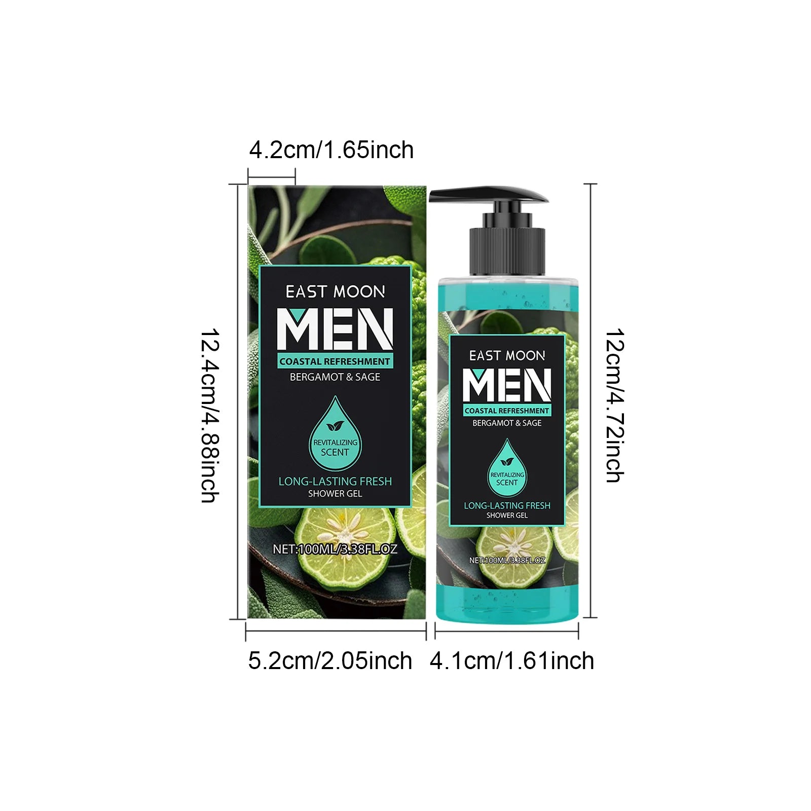 EAST MOON Shower Gel Gift Set – 4 Scents, Deep Cleansing 100ml Shower Gel Gift Set Zpaxo Sage Moisturizing