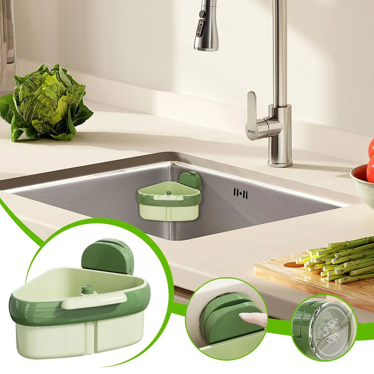 Kitchen Sink Corner Strainer Suction Cup Openable Food Waste Filter Zpaxo