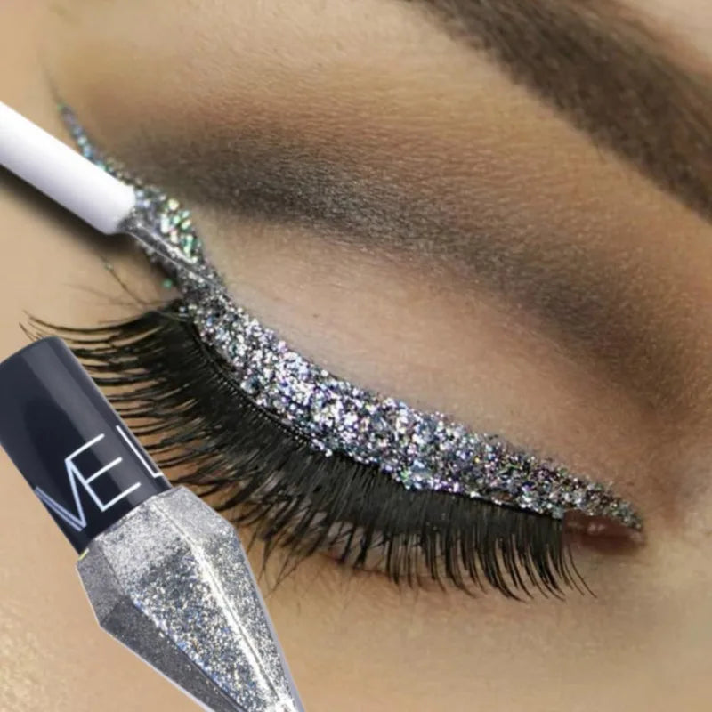 Pearlescent Glitter Diamond Liquid Eyeliner Shimmer Silver Color Waterproof Long Lasting Easy to Wear Eye Pencil Korean Makeup Zpaxo