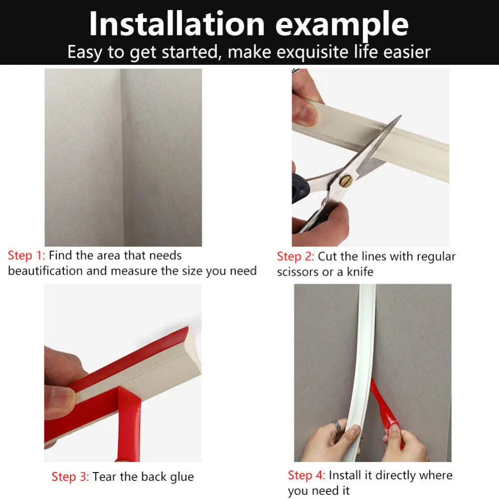 5M Self-Adhesive PVC Corner Trim Molding Strip | Skirting Line Corner Trim Strip Zpaxo