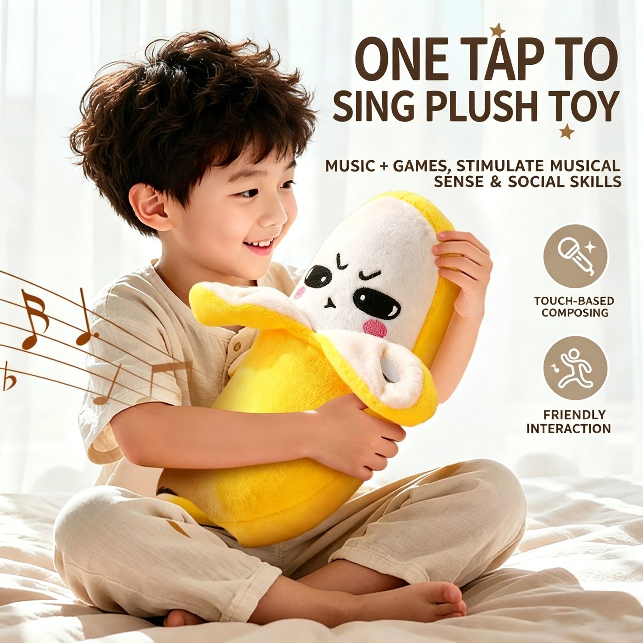 Banana Sensor Rhythm Plush Keychain Musical Portable Creative Fruit
