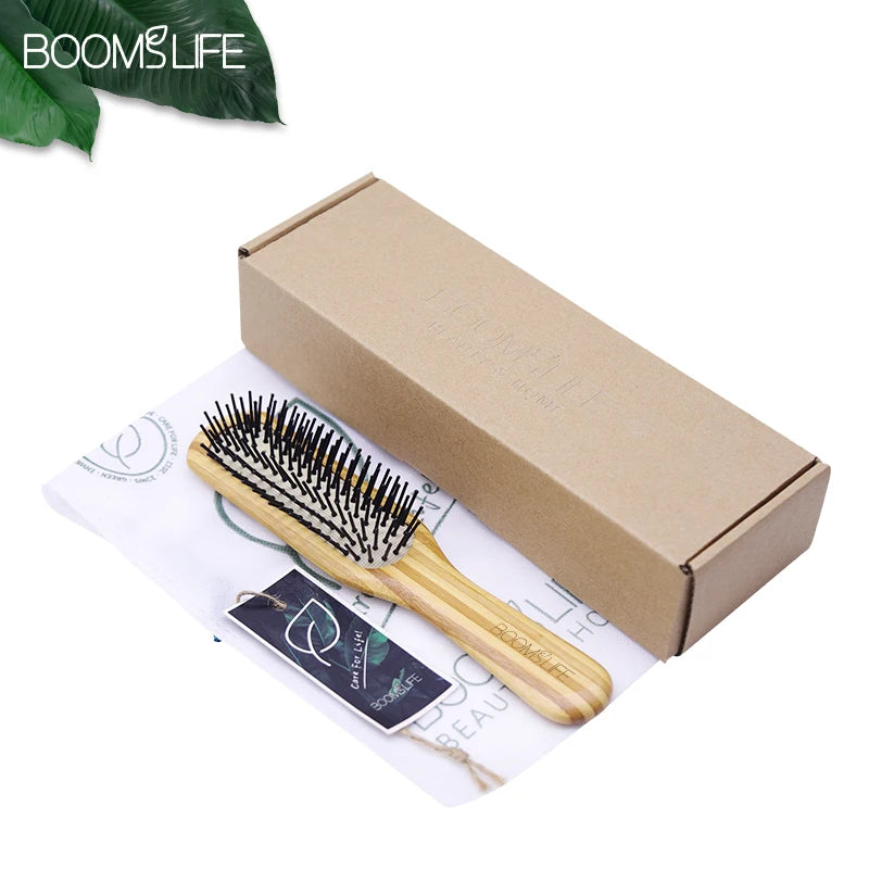 Custom Name Bamboo Hair Brush Women Mini Bamboo Comb Paddle Detangling HairBrush with Nylon Pins Wood Comb Brosse Cheveux Femme Zpaxo