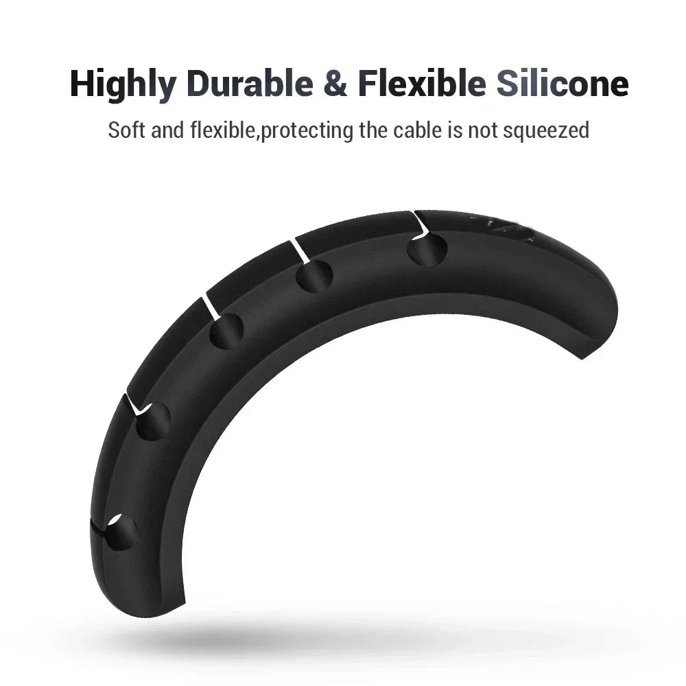 L16 Cable Organizer Silicone USB Winder Desktop Tidy Management Clips Zpaxo