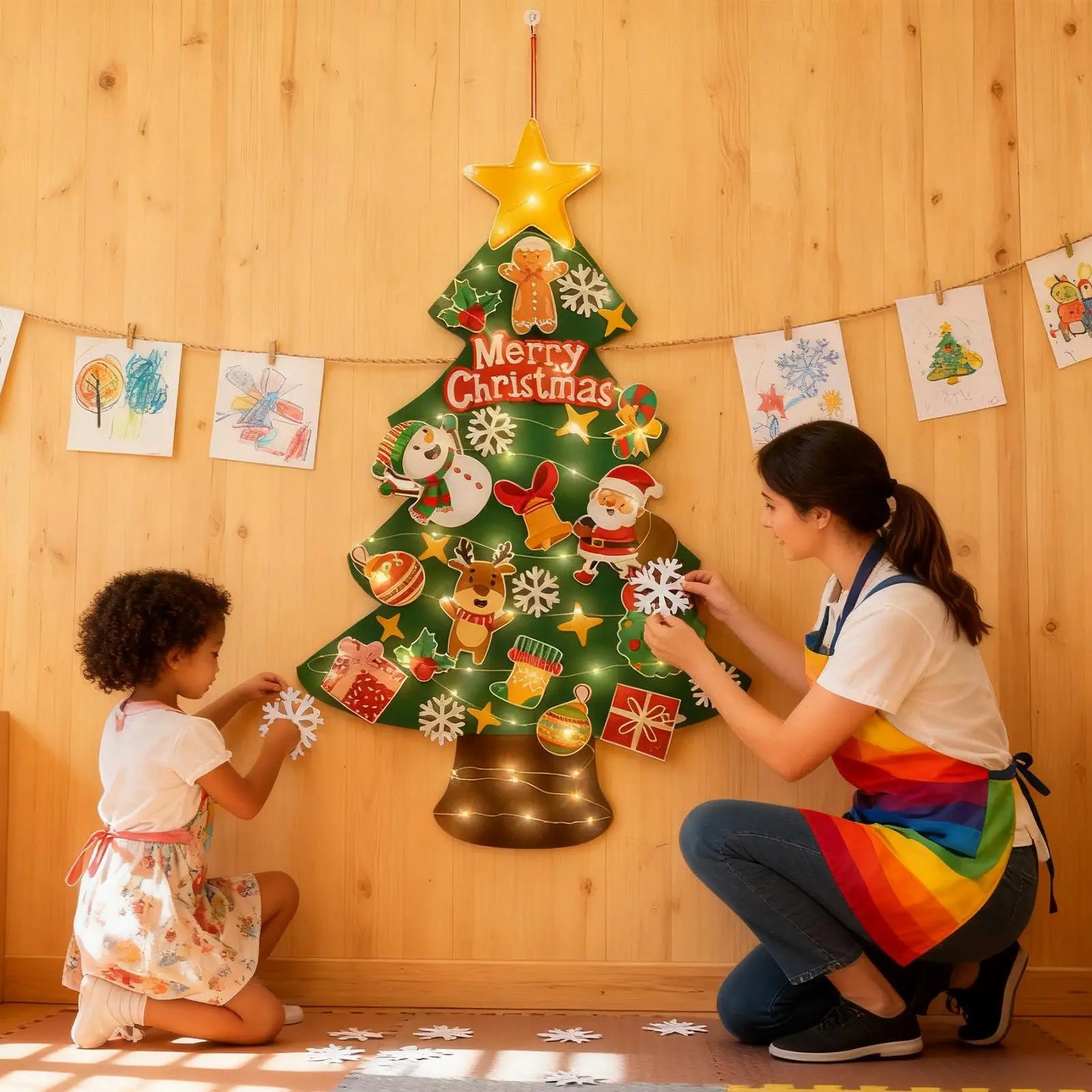 Toddler Felt Christmas Tree 9 8ft Light String LED Pendant Wall