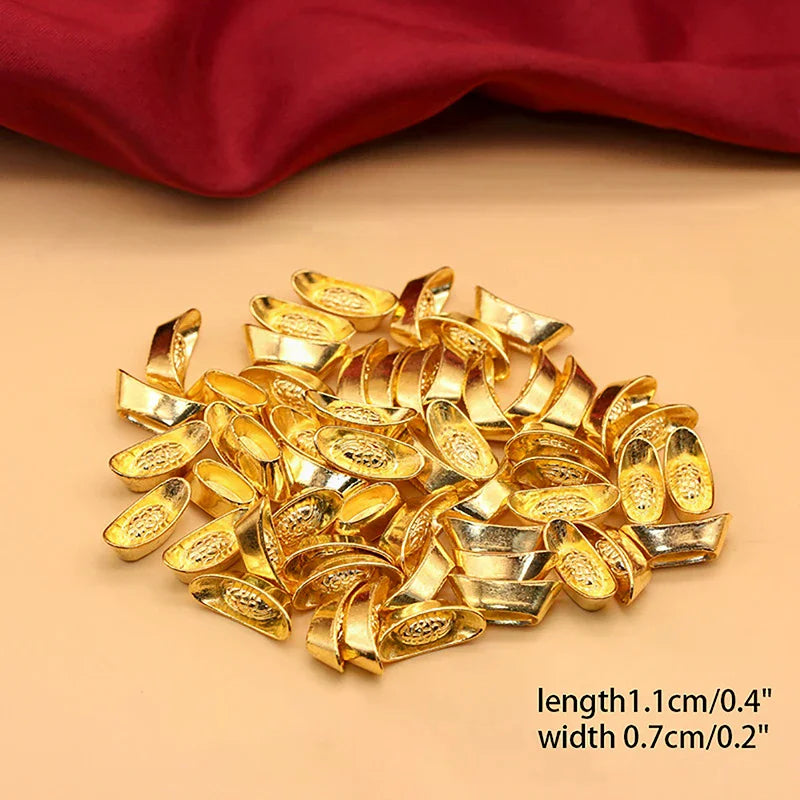 Year New Bar Lucky Money Prosperity Ingot Gold Chinese Yuan Bao Wealth Golden Statue Ingots Decor Ornament Decorative 10pcs Zpaxo
