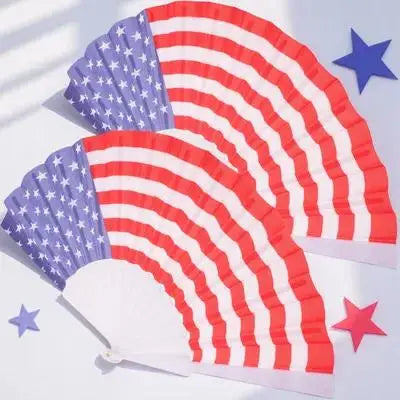 Patriotic Folding Fans American Flag Stars Independence Day Party