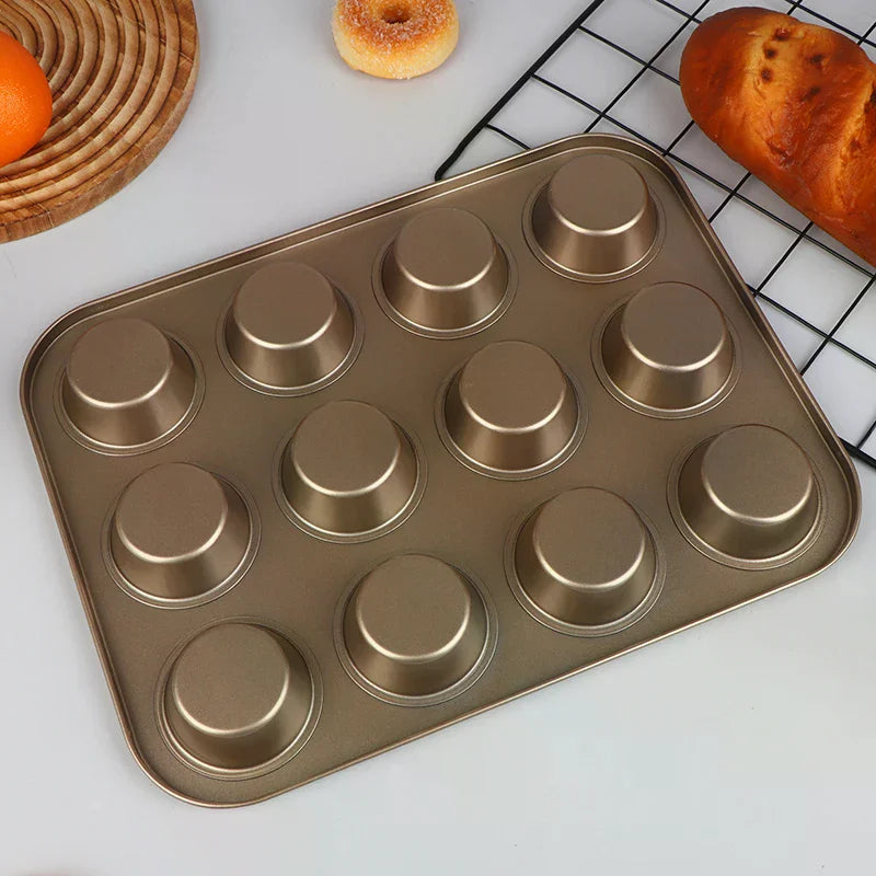 4/6/12 Cups Cupcake Pan Muffin Tray Cupcake Mold Muffin Pan Carbon Steel Baking Pan Non Stick Bakeware Microwave Cake Mould Zpaxo