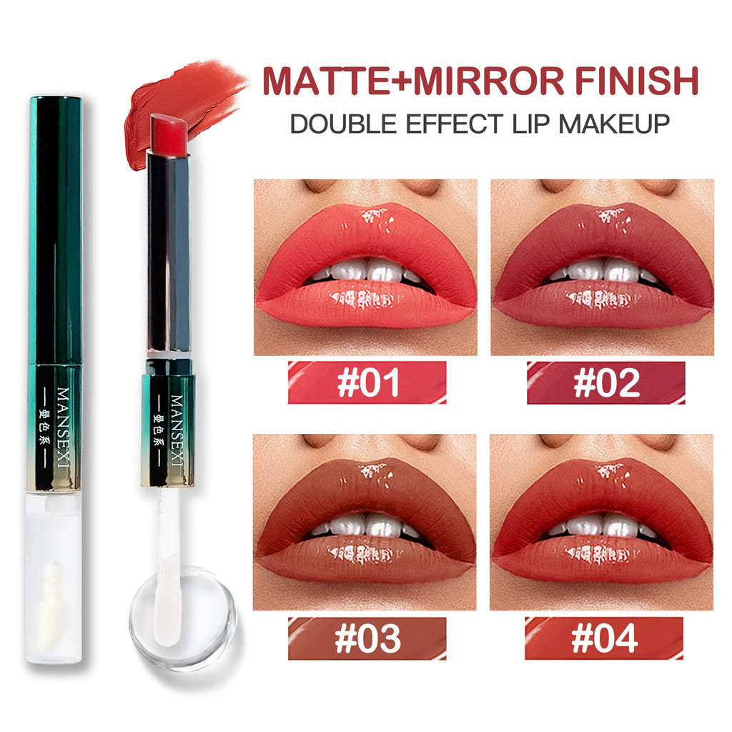 Dual-effect Lip Makeup One Tube Two Looks 4 Colors Matte Glossy Zpaxo