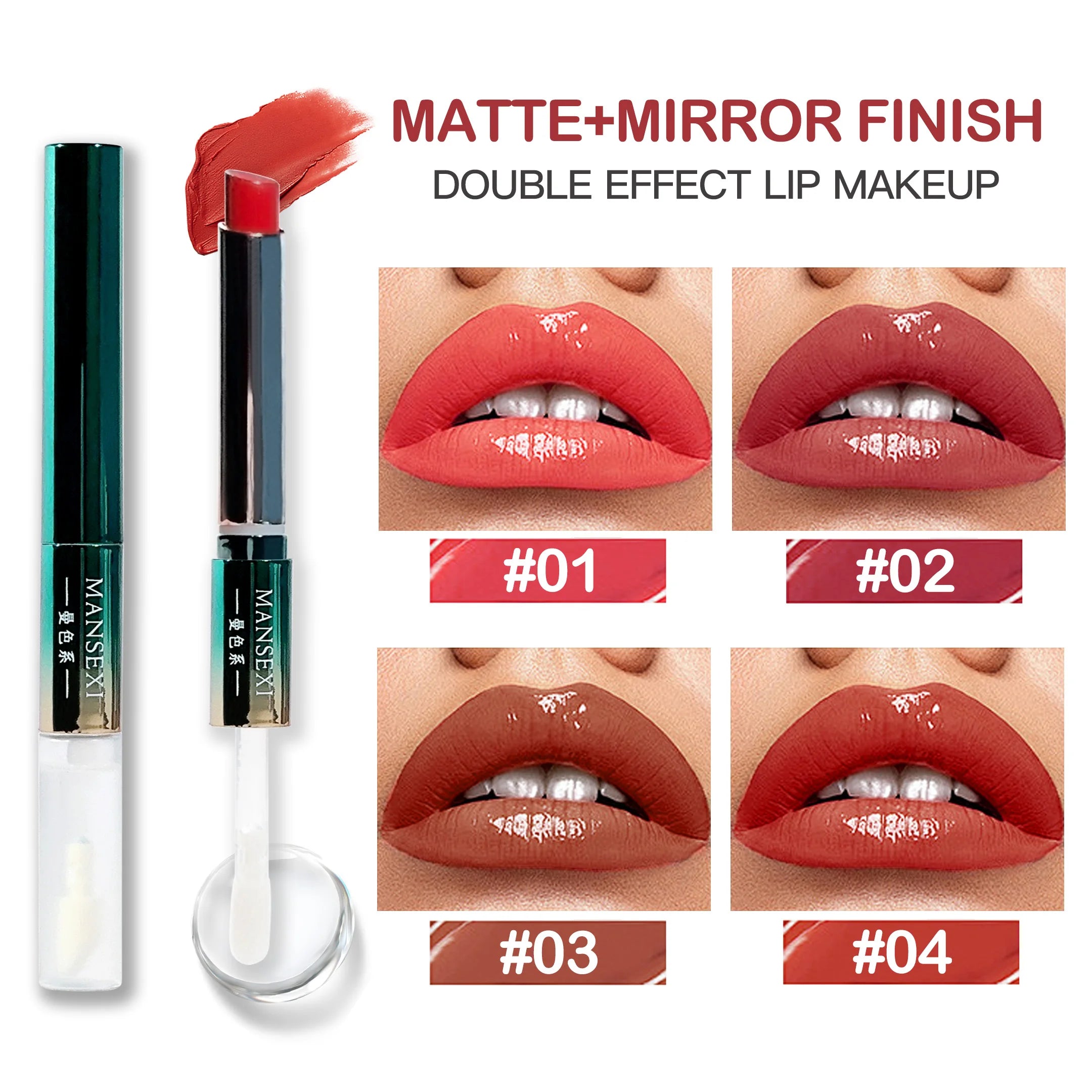Dual-effect Lip Makeup One Tube Two Looks 4 Colors Matte Glossy Zpaxo