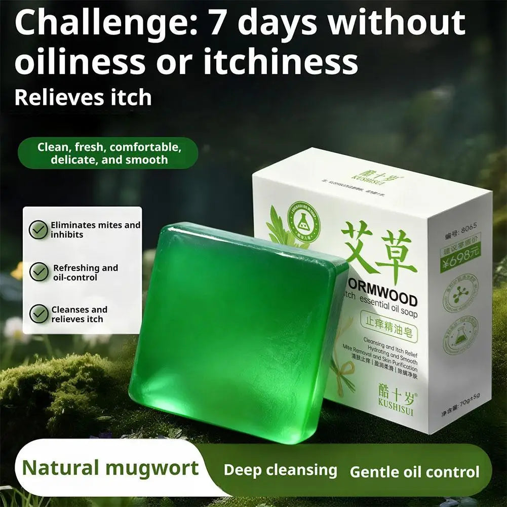 Wormwood herb essential oil soap, natural organic wormwood extract essence, facial cleansing soap, brighten skin color, nourish Zpaxo